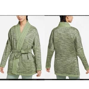Nike Yoga Therma-FIT Luxe Jacquard Top Reversible Wrap Jacket Green NEW NWT